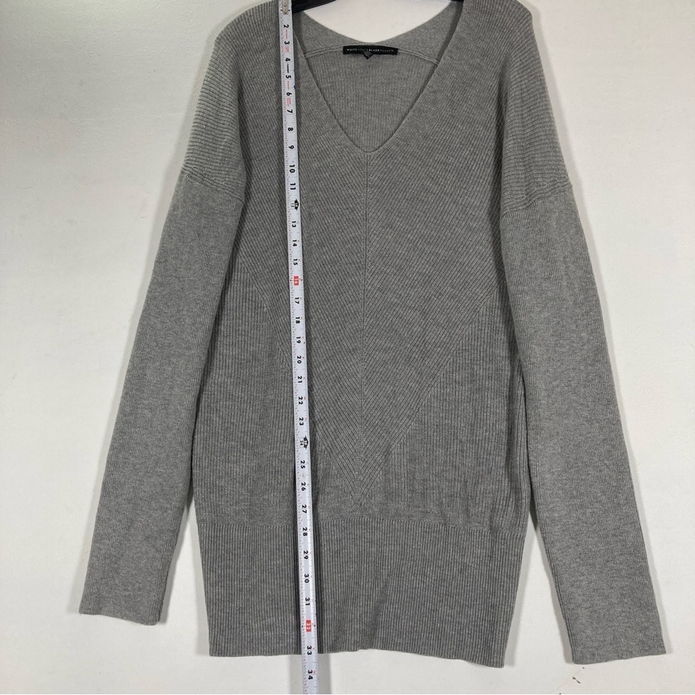 White House Black Market Women’s V Neck knit sweater gray XL wool Blend - Picture 7 of 15